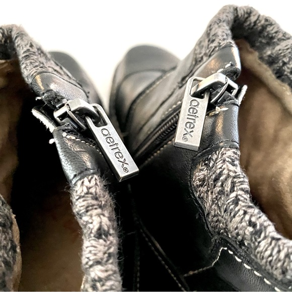 Aetrex Tessa Boots in Black with Sweater & Zip Details Orthotic Arch Support - Picture 8 of 16